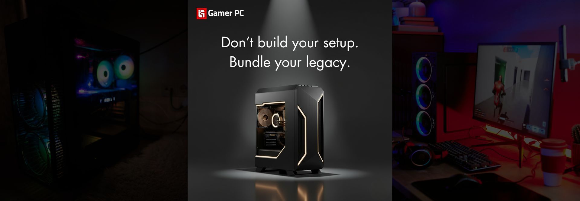 Premium gaming PC bundle with monitor, mechanical keyboard, and gaming mouse at Gamer PC UK